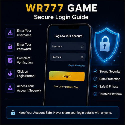 WR777 Login screen and secure account access